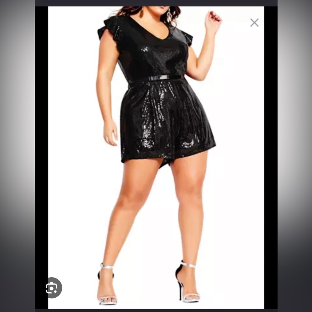 City Chic size S/16 Black Sequins Playsuit!